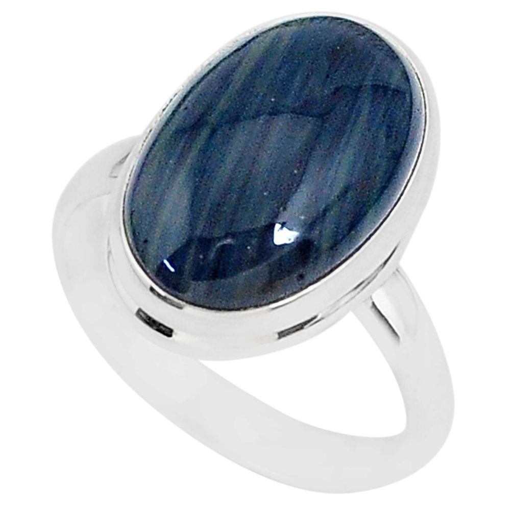 9.79cts natural blue swedish slag 925 silver solitaire ring size 9 r95567