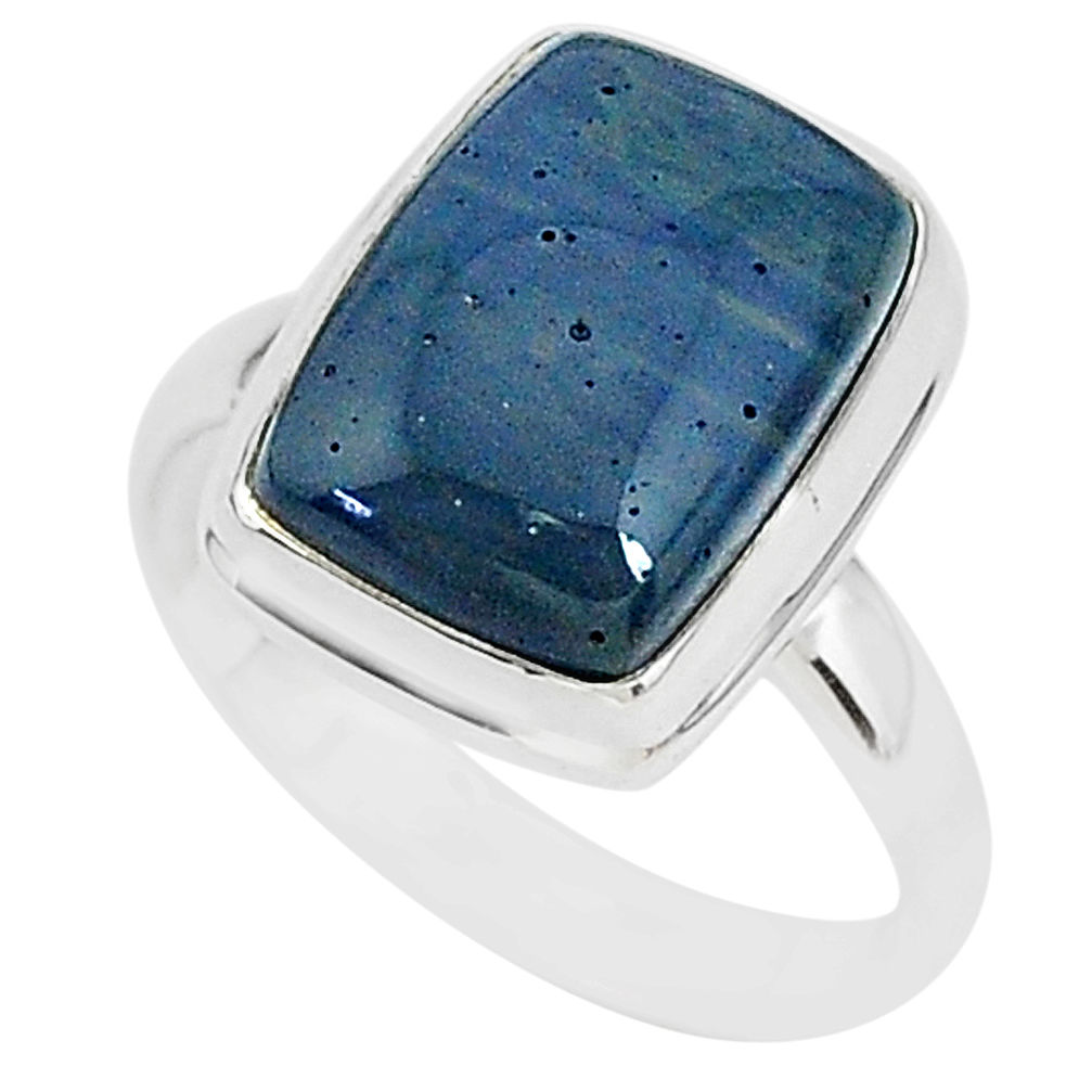 6.85cts natural blue swedish slag 925 silver solitaire ring size 9 r95579