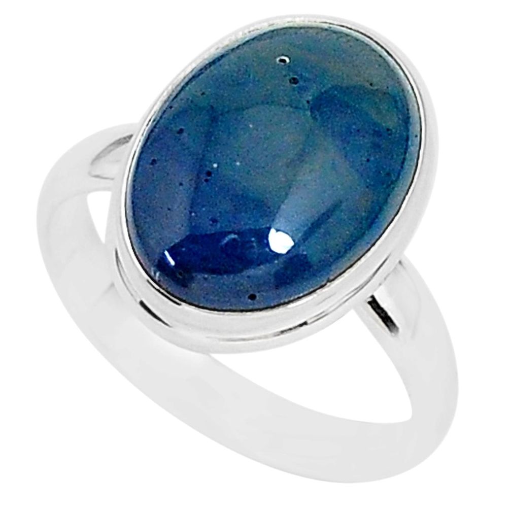 6.32cts natural blue swedish slag 925 silver solitaire ring size 9 r95586