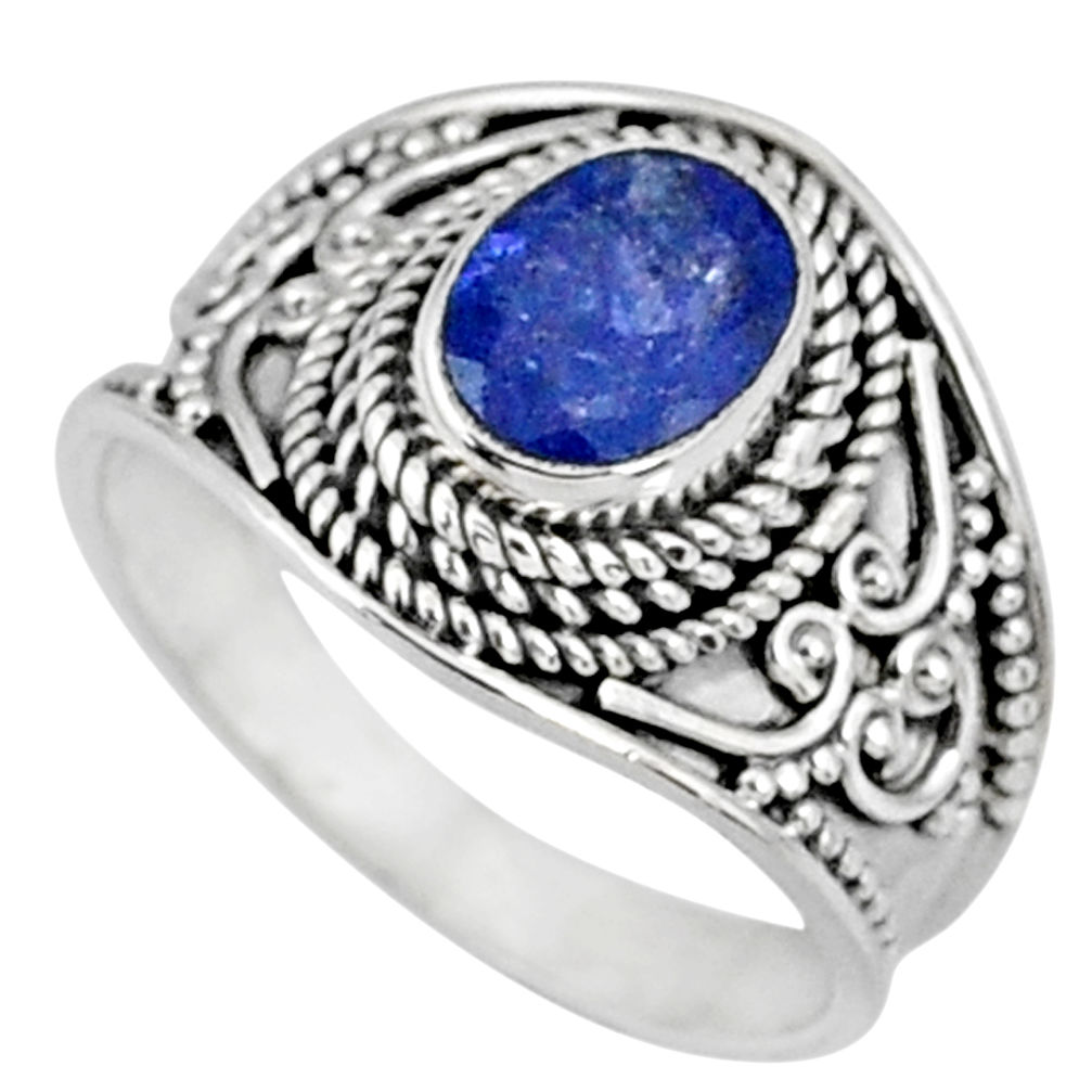 2.11cts natural blue tanzanite 925 silver faceted ring jewelry size 7.5 r60813