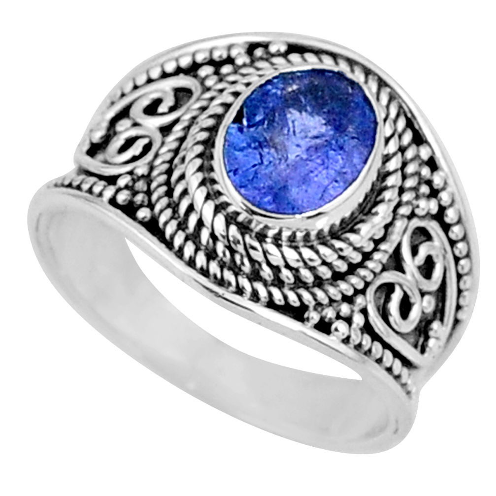 2.23cts natural blue tanzanite 925 silver faceted ring jewelry size 7 r60816