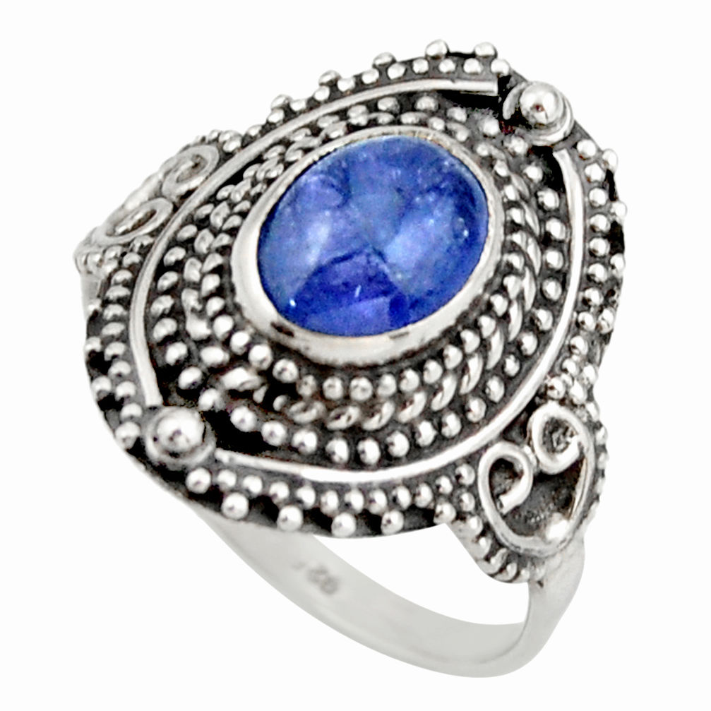 3.41cts natural blue tanzanite 925 silver solitaire ring jewelry size 8.5 d46410