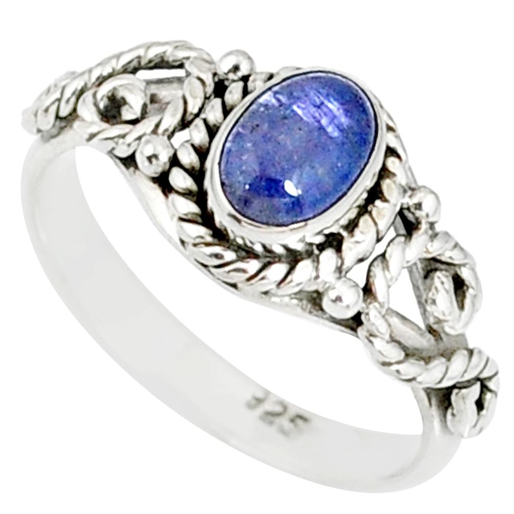 1.47cts natural blue tanzanite 925 silver solitaire handmade ring size 7 r82221