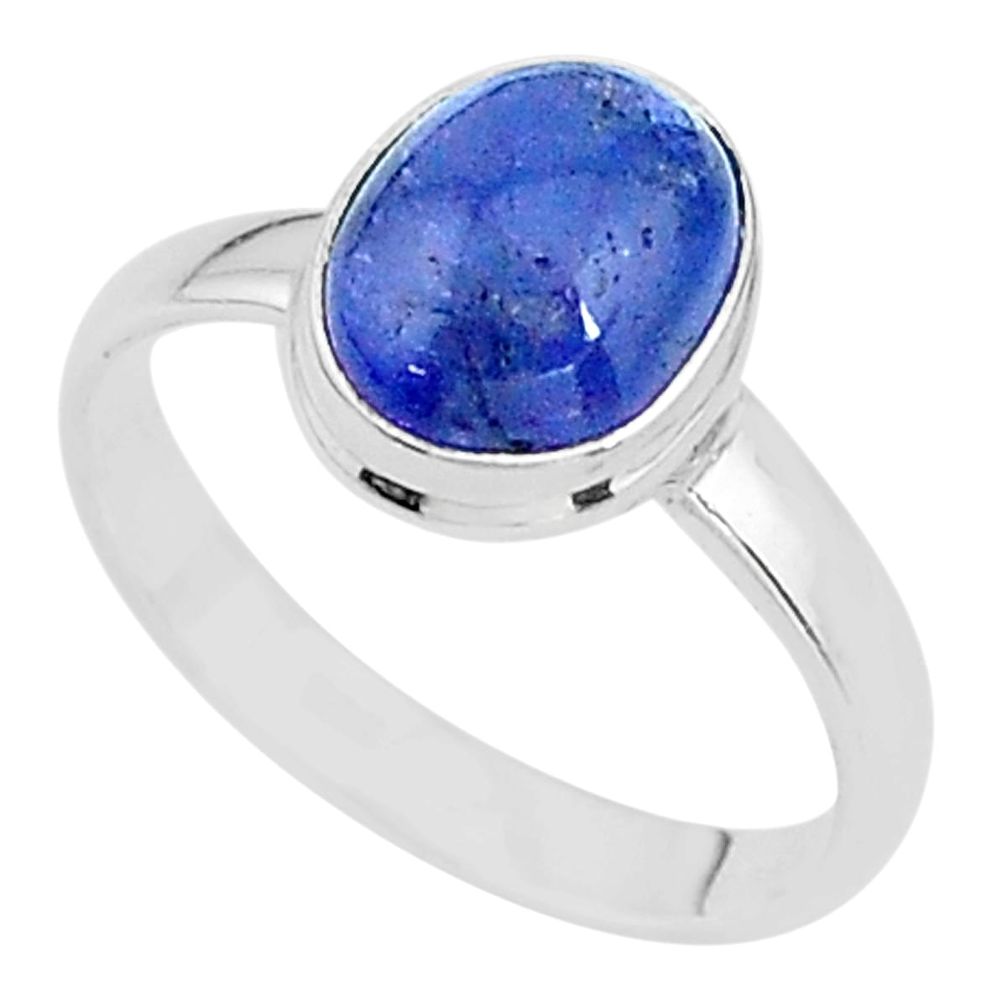 4.10cts natural blue tanzanite 925 silver solitaire ring jewelry size 8.5 t13001