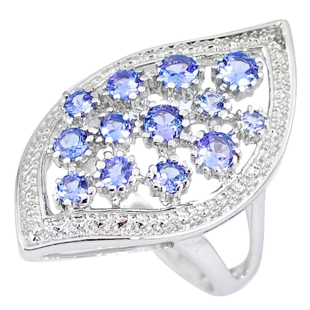 Natural blue tanzanite 925 sterling silver ring jewelry size 7.5 c20602