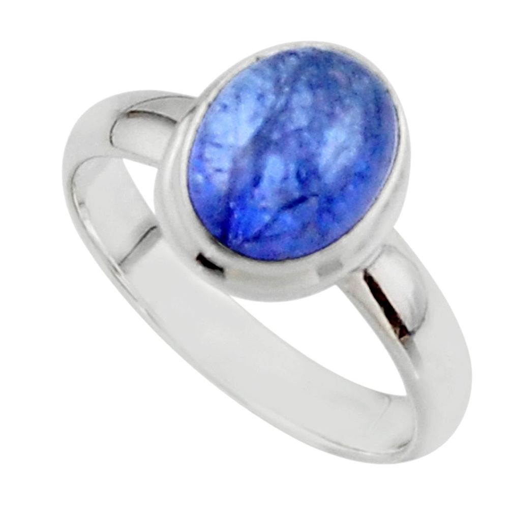 4.08cts natural blue tanzanite 925 sterling silver ring jewelry size 7.5 r46638