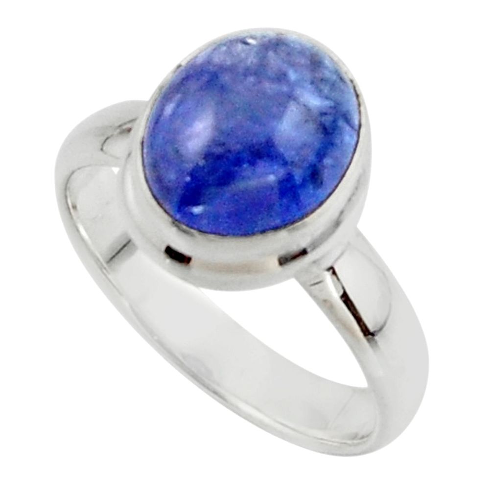 4.09cts natural blue tanzanite 925 sterling silver ring jewelry size 6 r46636