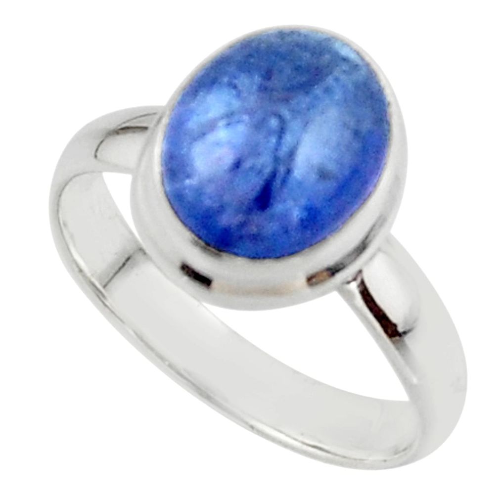 4.14cts natural blue tanzanite 925 sterling silver ring jewelry size 7 r46635