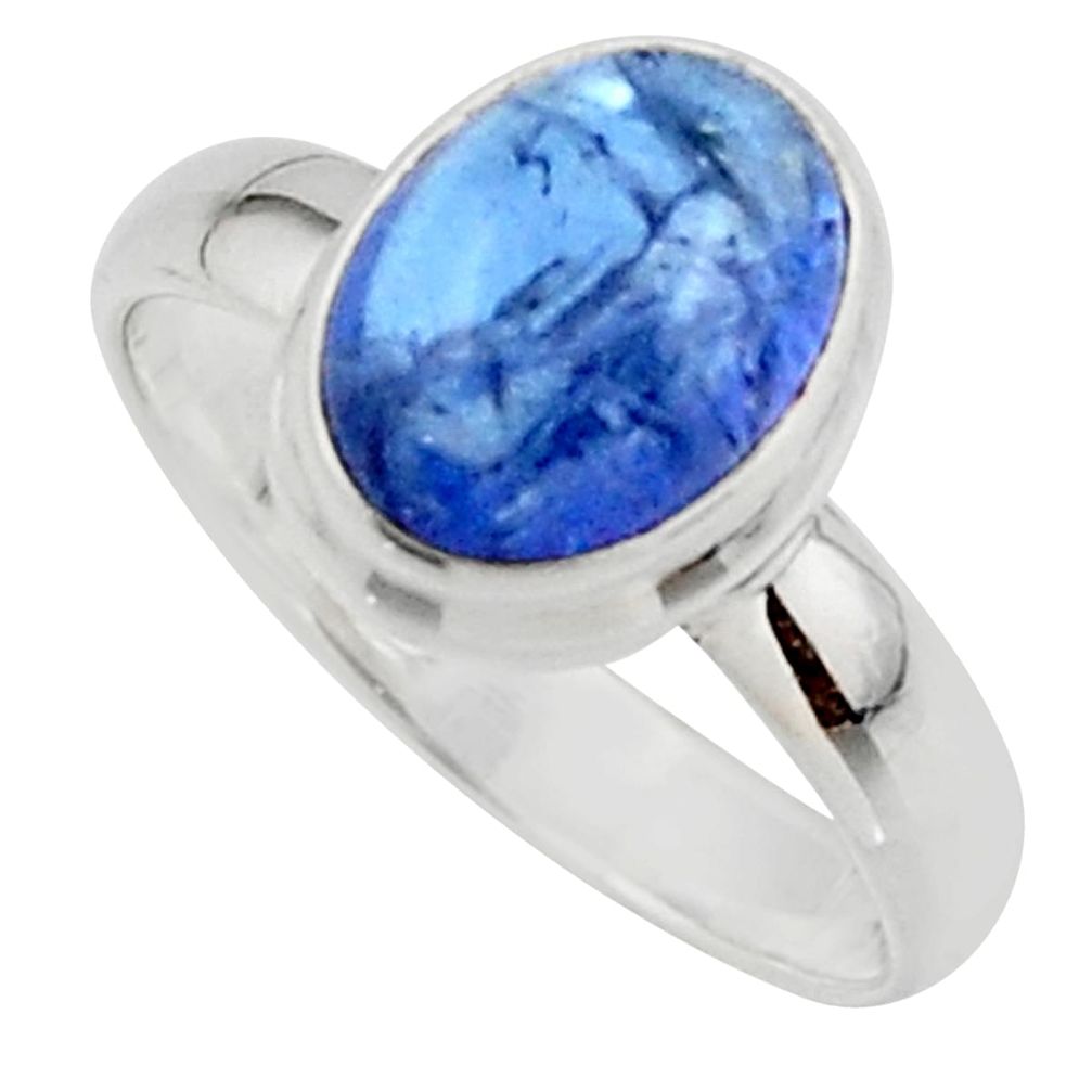 4.26cts natural blue tanzanite 925 sterling silver ring jewelry size 7 r46659