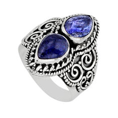 4.21cts natural blue tanzanite 925 sterling silver ring jewelry size 7 y79321