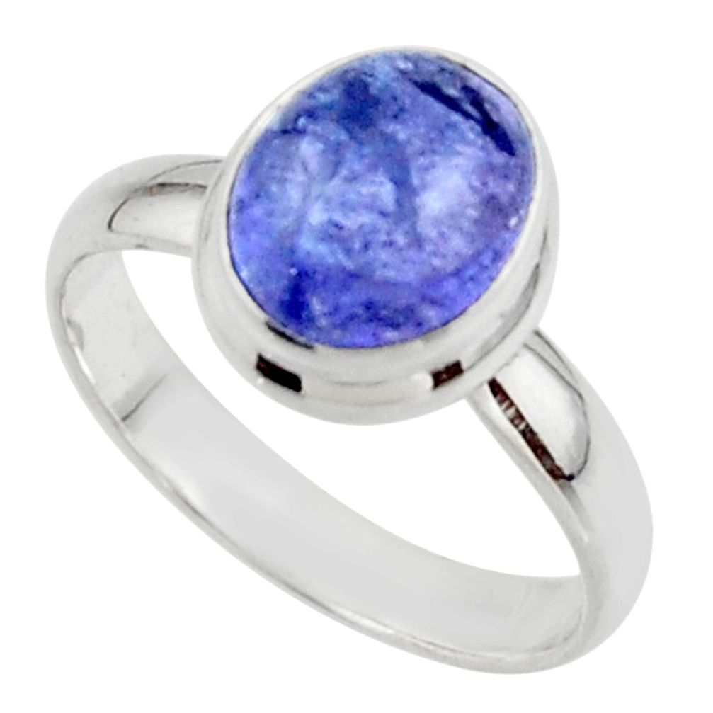 4.10cts natural blue tanzanite 925 sterling silver ring jewelry size 8 r46623