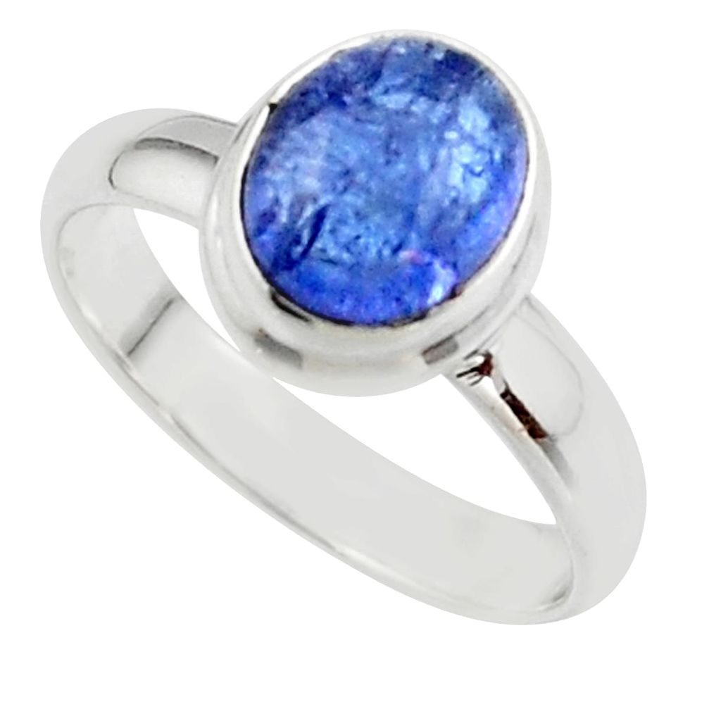 3.04cts natural blue tanzanite 925 sterling silver ring jewelry size 8 r46642