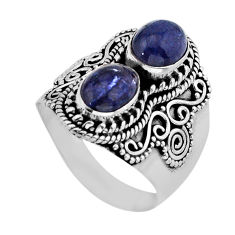 4.54cts natural blue tanzanite 925 sterling silver ring jewelry size 8 y79335
