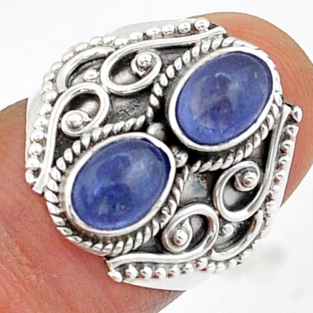 3.16cts natural blue tanzanite 925 sterling silver ring jewelry size 6.5 u87948