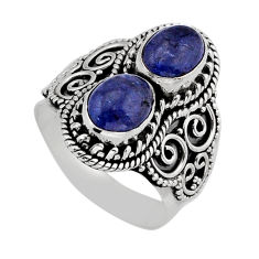 4.38cts natural blue tanzanite 925 sterling silver ring jewelry size 6.5 y79324