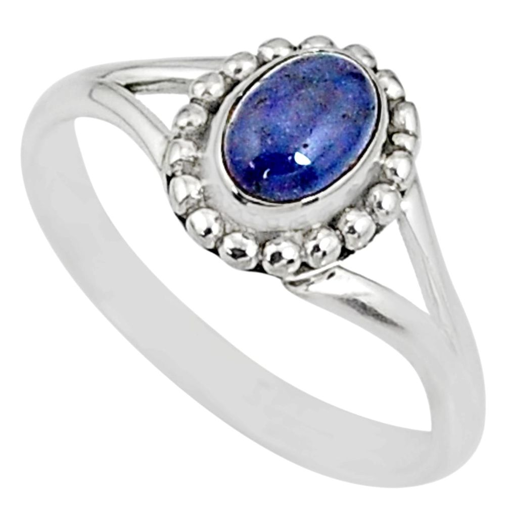 1.54cts natural blue tanzanite 925 sterling silver solitaire ring size 9 r82172