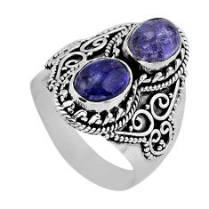 4.40cts natural blue tanzanite oval sterling silver ring jewelry size 8 y79325