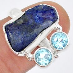 10.02cts natural blue tanzanite rough topaz 925 silver ring size 8.5 u87975