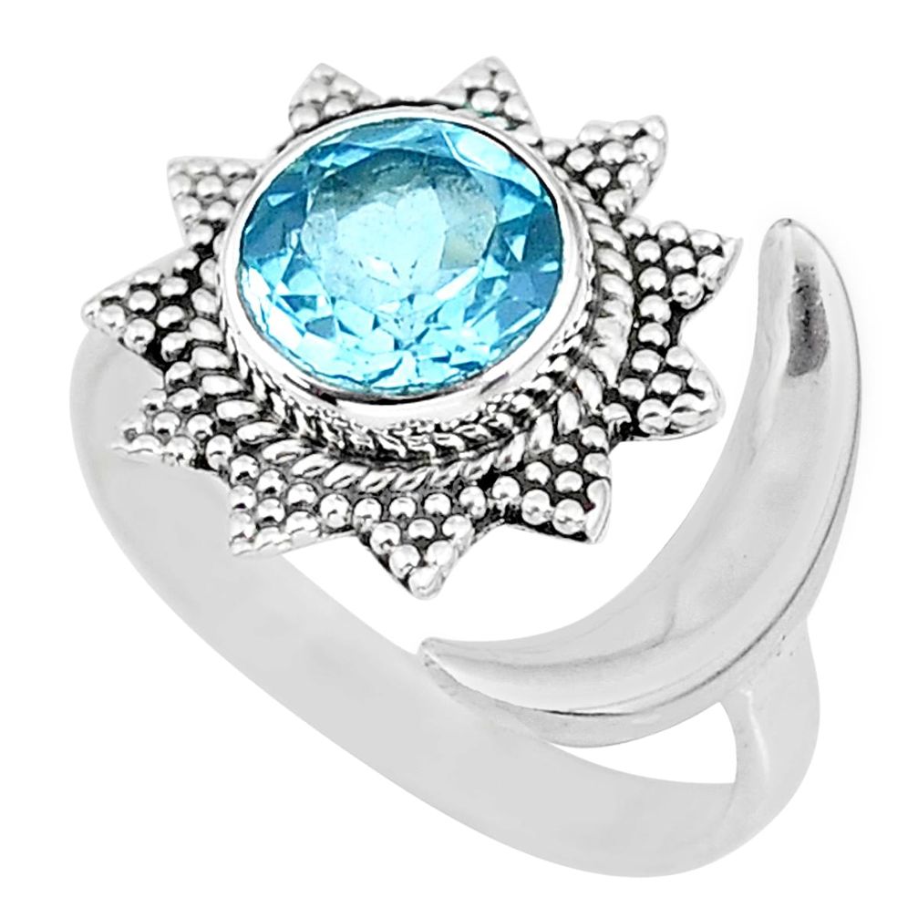 2.93cts natural blue topaz 925 sterling silver moon ring size 10 r89842