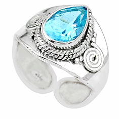 2.28cts natural blue topaz 925 sterling silver adjustable ring size 7 t8521