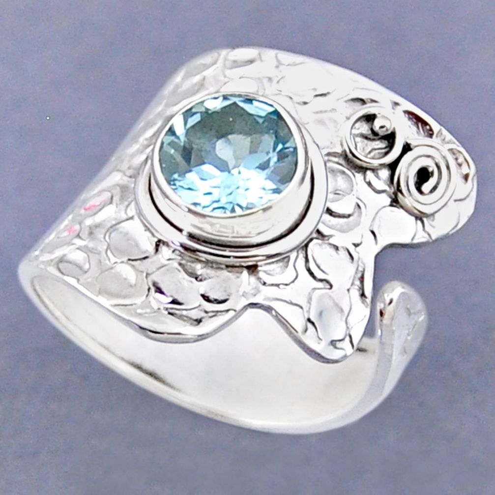 3.25cts natural blue topaz 925 sterling silver adjustable ring size 8 r54841