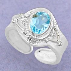 2.17cts natural blue topaz 925 sterling silver adjustable ring size 8 t88137