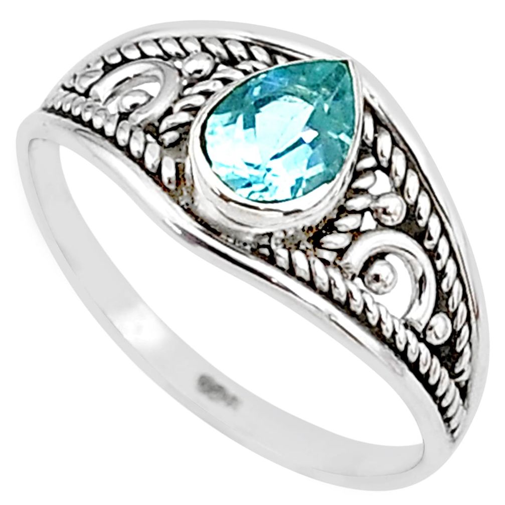 1.57cts natural blue topaz 925 silver graduation handmade ring size 9 t9276
