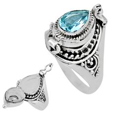 2.19cts natural blue topaz 925 sterling silver poison box ring size 6.5 y44661