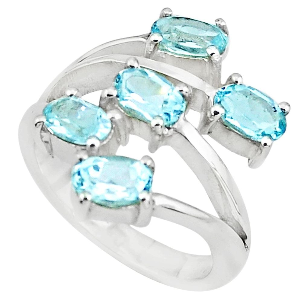 5.35cts natural blue topaz 925 sterling silver ring jewelry size 6.5 p73207