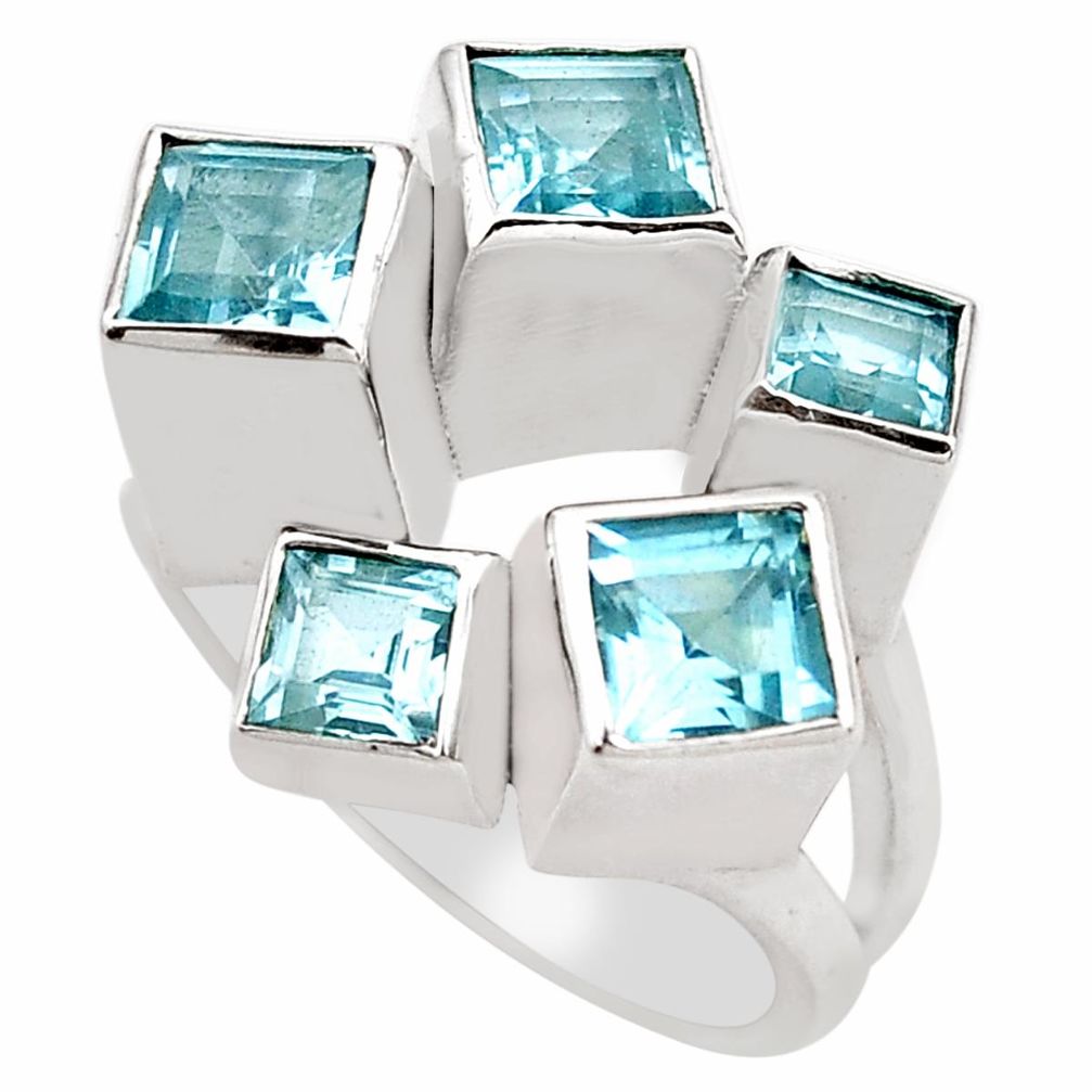 blue topaz 925 sterling silver ring jewelry size 7.5 p83152