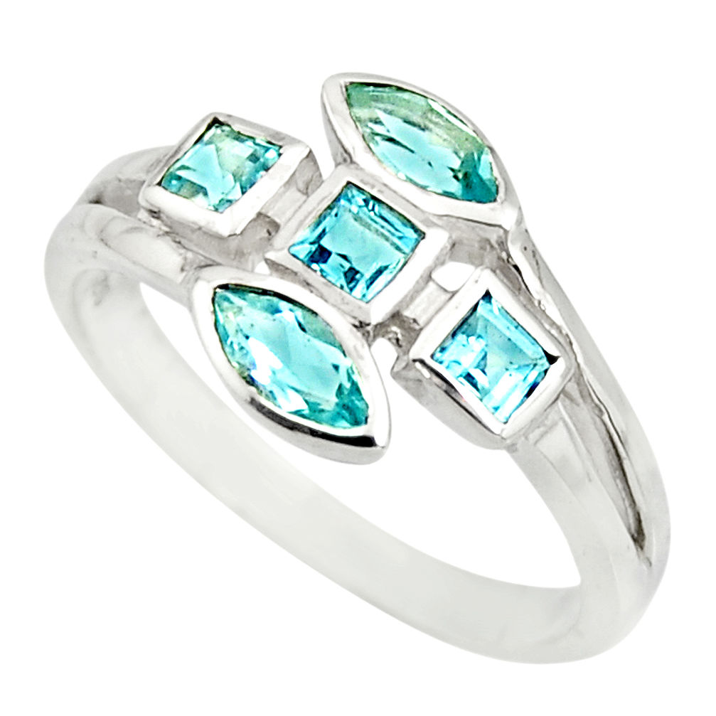 4.08cts natural blue topaz 925 sterling silver ring jewelry size 5.5 r25513