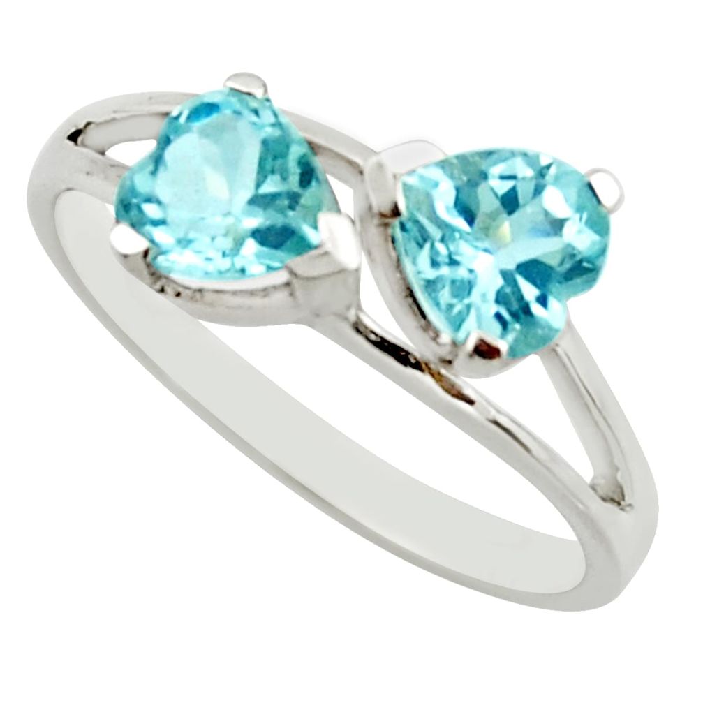 3.23cts natural blue topaz 925 sterling silver ring jewelry size 7.5 r25627