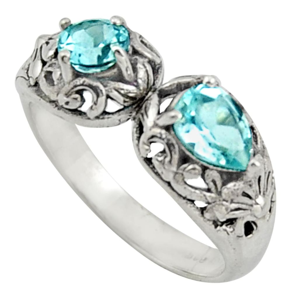 2.51cts natural blue topaz 925 sterling silver ring jewelry size 8.5 r40894
