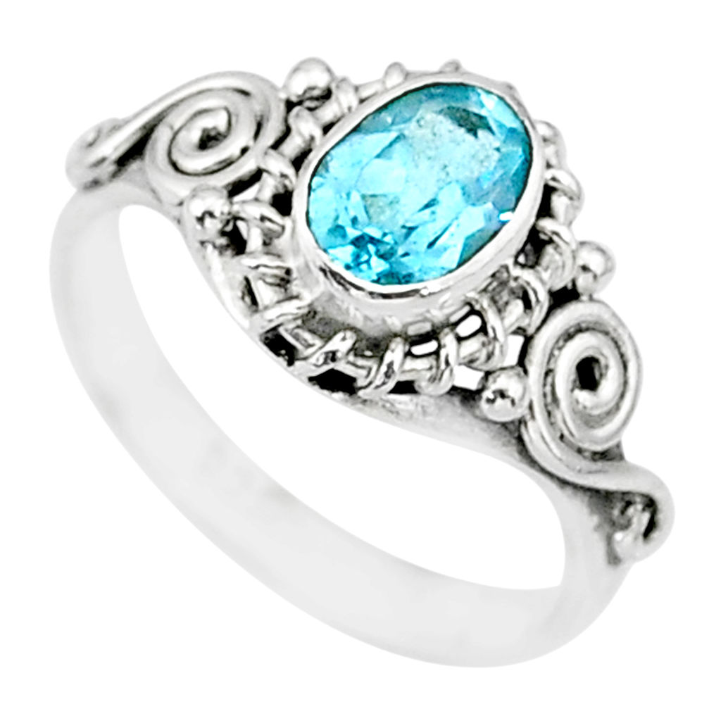 1.54cts natural blue topaz 925 sterling silver ring jewelry size 6 r90045
