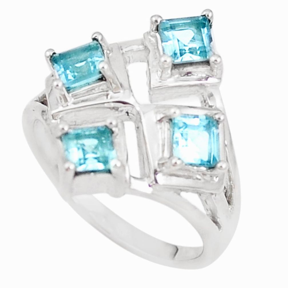 3.24cts natural blue topaz 925 sterling silver ring jewelry size 7 p18553