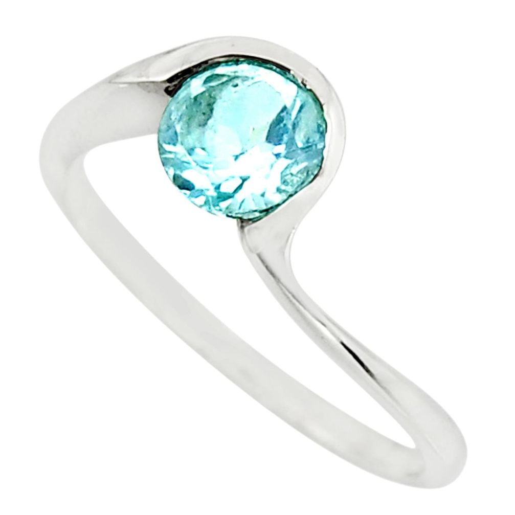 1.21cts natural blue topaz 925 sterling silver ring jewelry size 8 r45795