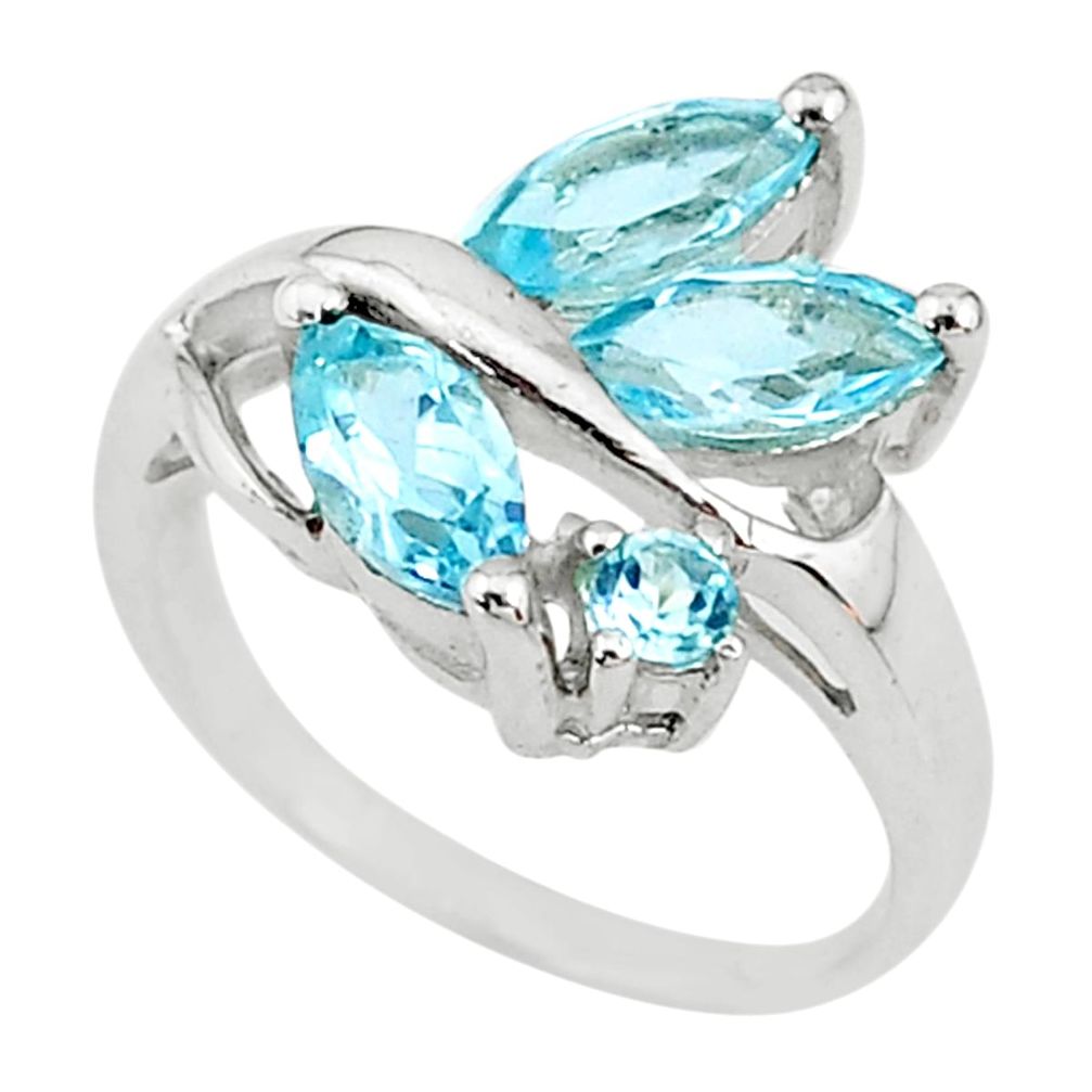 4.82cts natural blue topaz 925 sterling silver ring jewelry size 6.5 t10506