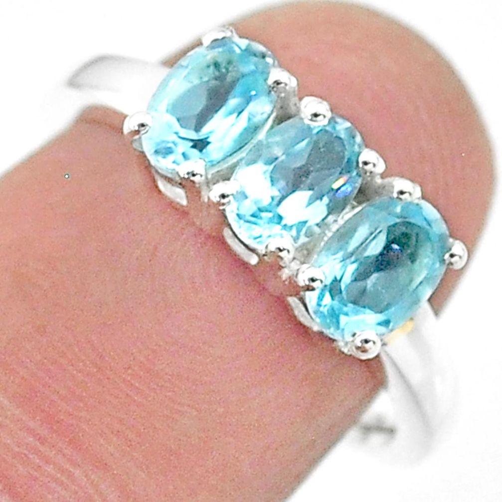 2.49cts natural blue topaz 925 sterling silver ring jewelry size 7.5 t21252