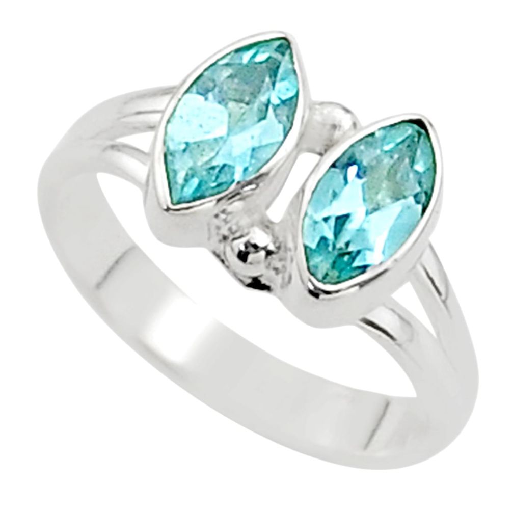 3.64cts natural blue topaz 925 sterling silver ring jewelry size 5.5 t63865