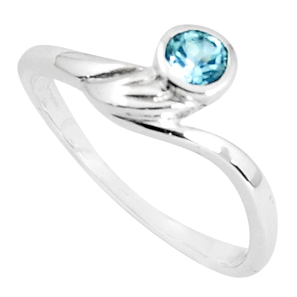 0.68cts natural blue topaz 925 sterling silver solitaire ring size 6.5 p36896