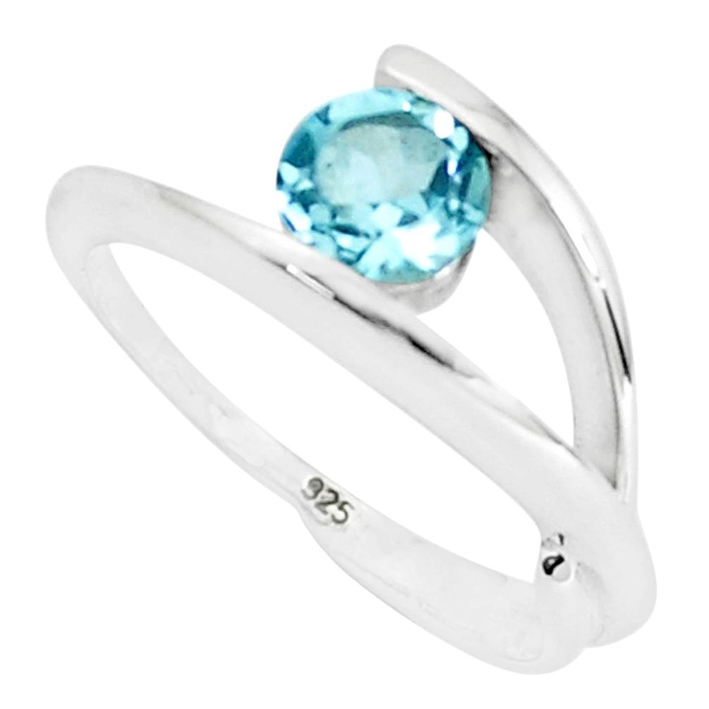 blue topaz 925 sterling silver solitaire ring size 6.5 p36923