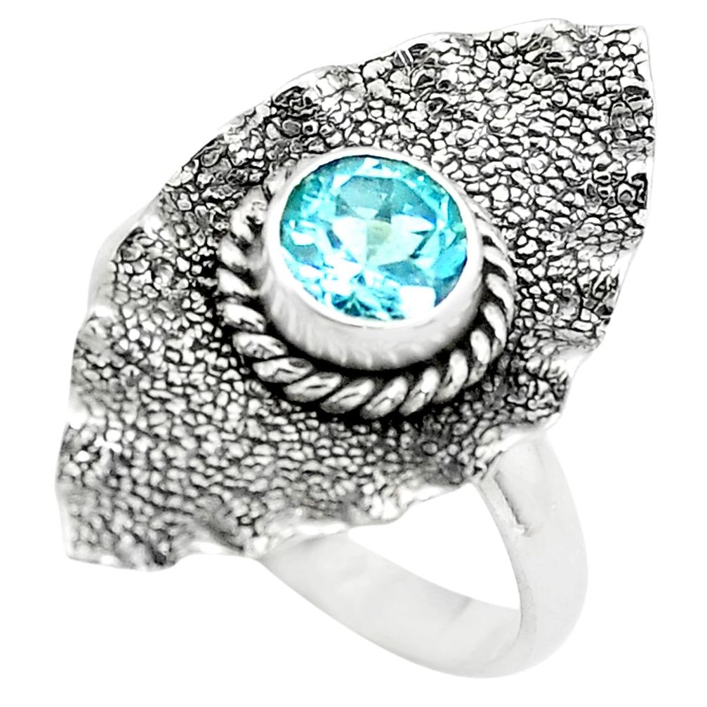 blue topaz 925 sterling silver solitaire ring size 6.5 p72362