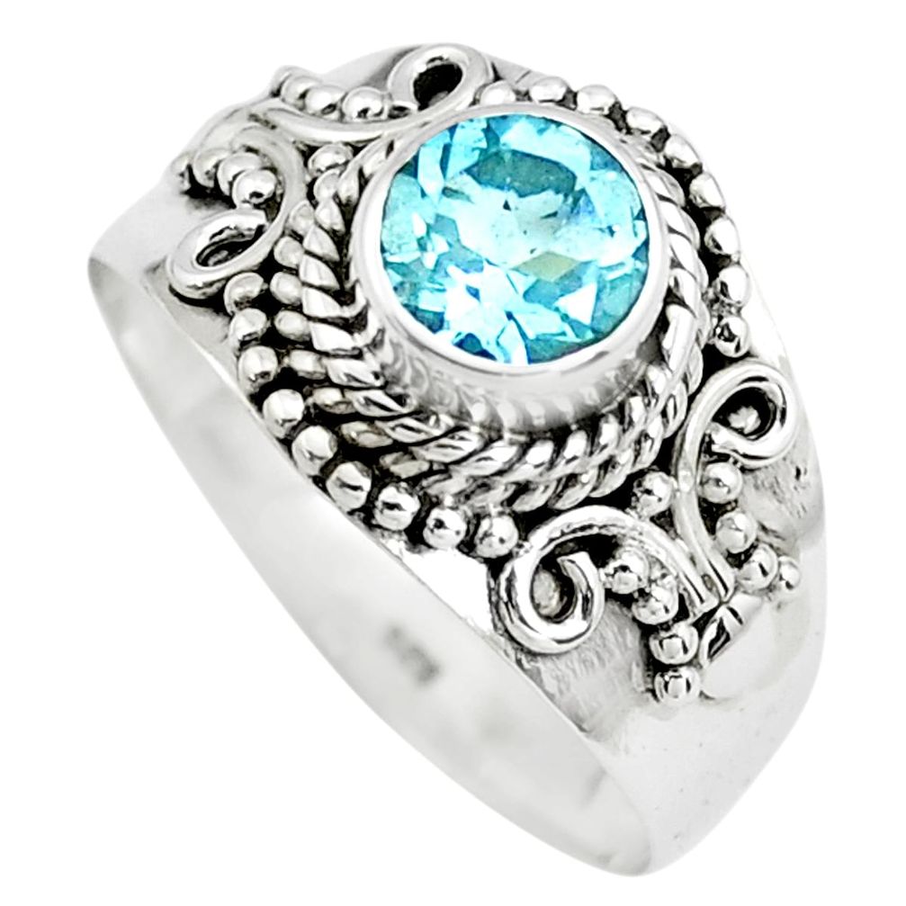 blue topaz 925 sterling silver solitaire ring size 7.5 p72377
