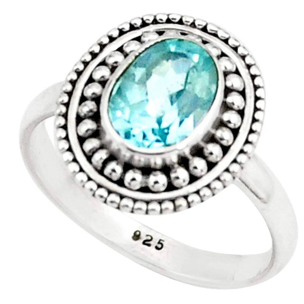 blue topaz 925 sterling silver solitaire ring size 6.5 p78945