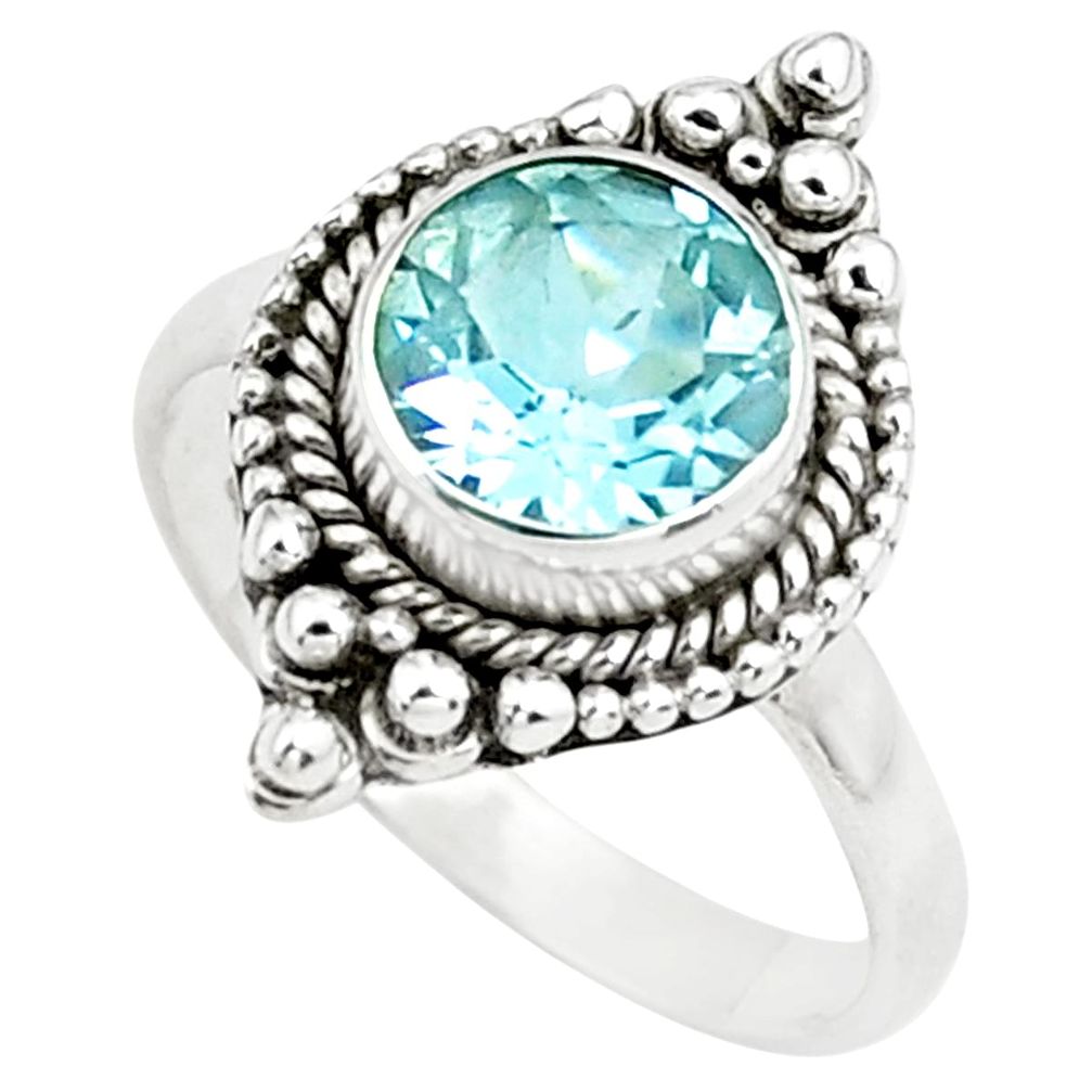 3.48cts natural blue topaz 925 sterling silver solitaire ring size 7.5 p78953