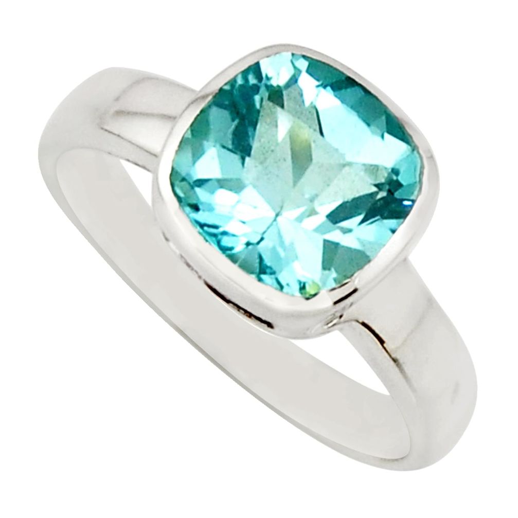 3.34cts natural blue topaz 925 sterling silver solitaire ring size 6.5 r25619