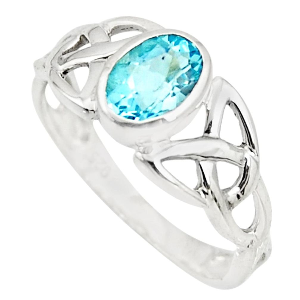1.74cts natural blue topaz 925 sterling silver solitaire ring size 8.5 r25945