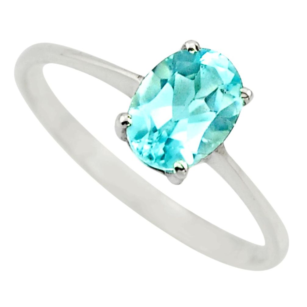 2.05cts natural blue topaz 925 sterling silver solitaire ring size 8.5 r25968