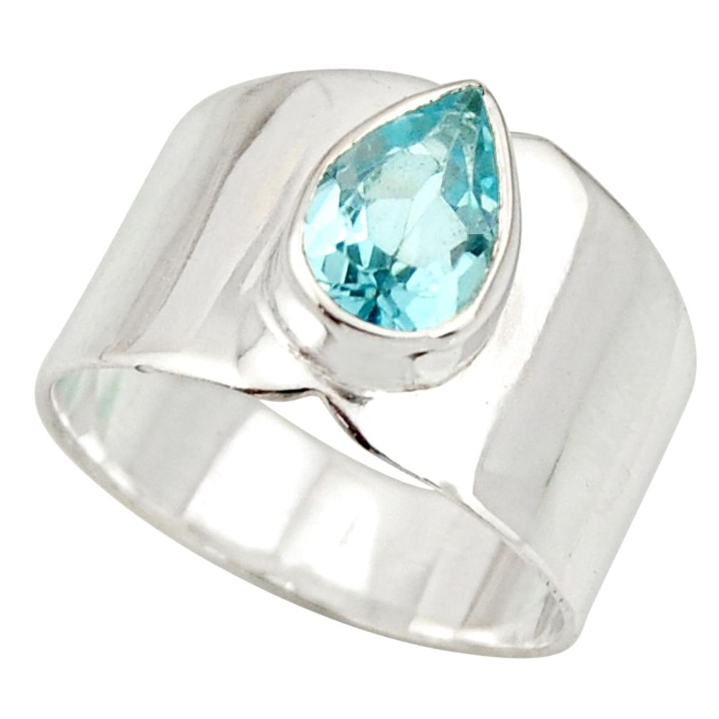 2.46cts natural blue topaz 925 sterling silver solitaire ring size 6.5 r27121