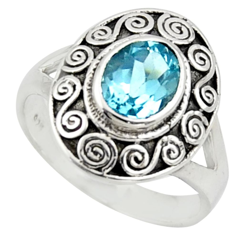 2.20cts natural blue topaz 925 sterling silver solitaire ring size 7.5 r40934